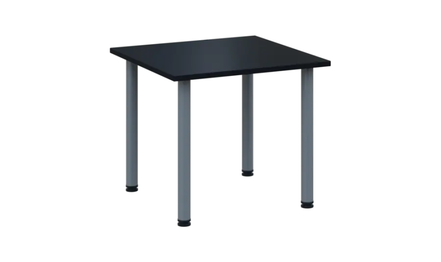 CRTR 80 jídelní stůl, kovová podnož stříbrná, deska 25 mm, 800x800 mm, černá